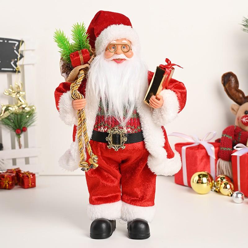 12 Inch Standing Santa Claus Figurine Christmas Table Decor Hotel Restaurant Holiday Ornament PVC Collectible