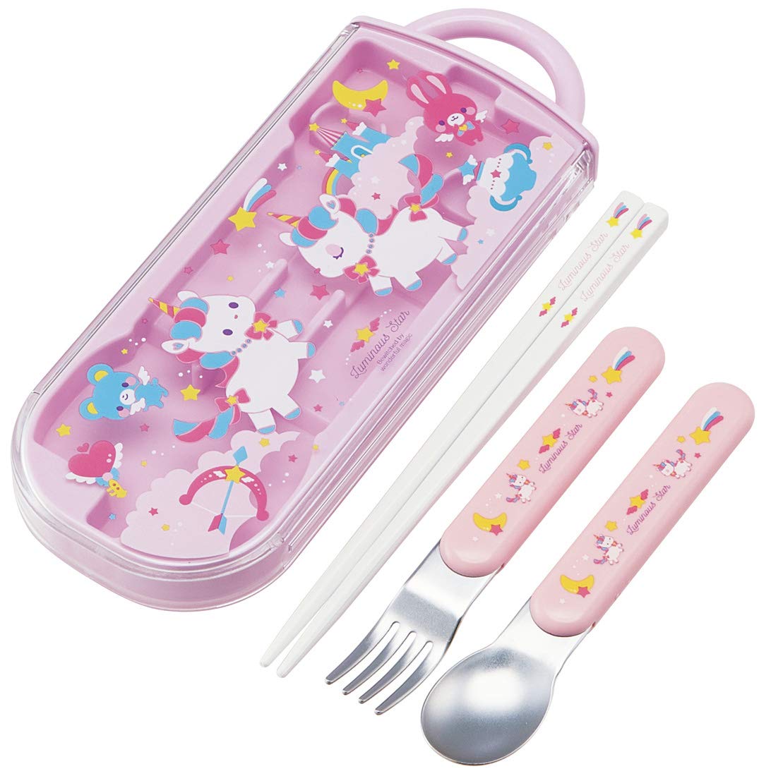 

Skater Antibacterial Slide Trio Set Unicorn Made in Japan Children s (Lunch Box, Chopsticks, Spoon, Fork) - Design, (TACC2AG-A)