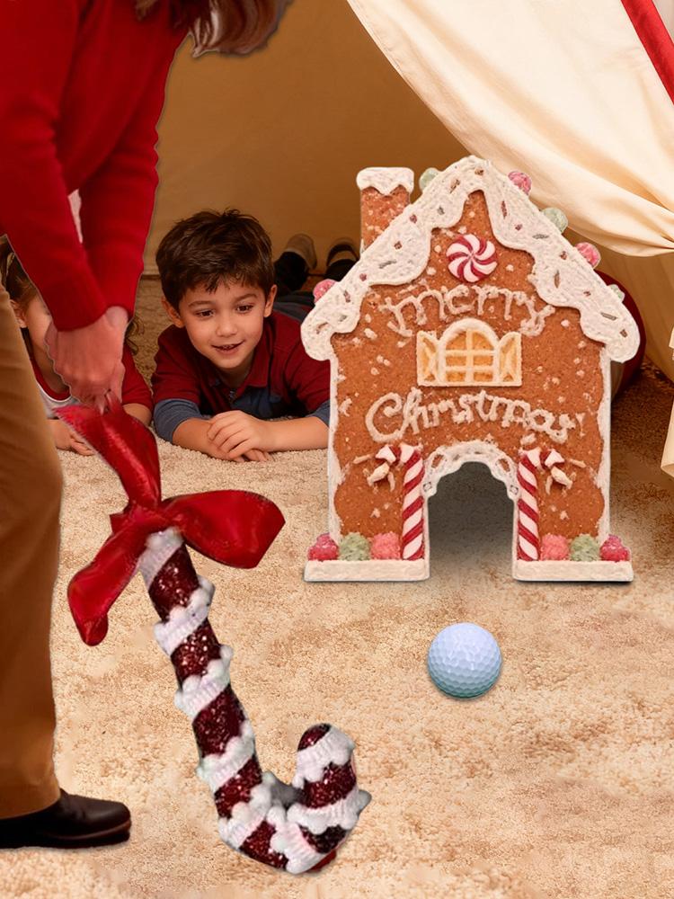 Candy Cane Club Gingerbread Golf Game Set Golf Balls Portable Design Indoor Golf Set Miniature Golf Set Family Activity