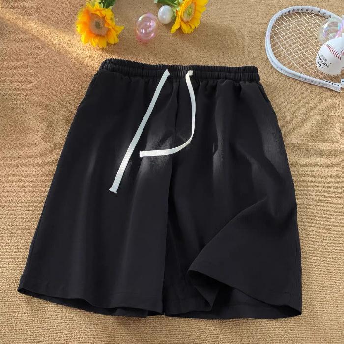 

Шорты для женщин летом Ice Silk Design Niche Lazy Style Five-point Sports Wide Leg Брюки M чёрный