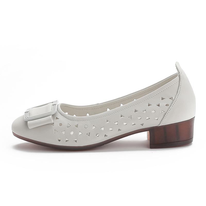 Sandały damskie z prawdziwej skóry płytkie antypoślizgowe modne z klamrą buty letnie casualowe sandały ażurowe buty damskie duży rozmiar 35-42