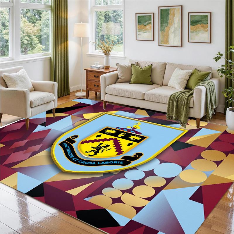 Burnley Football Design Crystal Velvet Rug Soft Decorative Mat for Bedroom Entrance