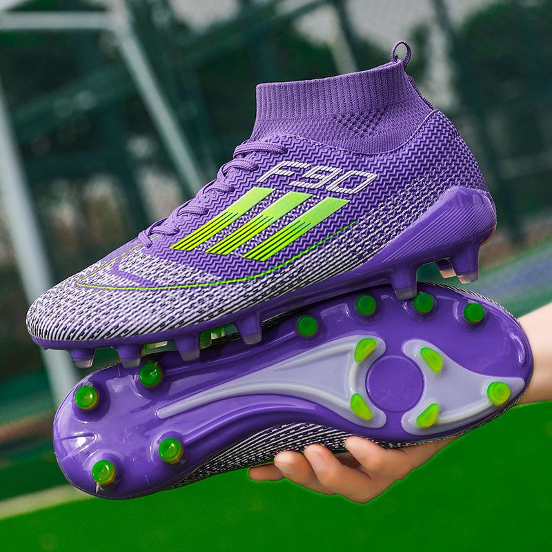 C Romecy High Top Frisbee Artificial Turf Football Shoes Men's and Women's Spikes Broken Nails Student Children's Campus Game Shoes