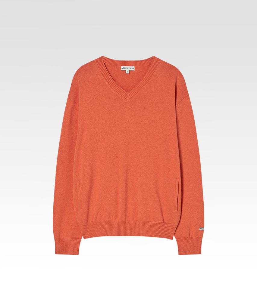 Aepeuteopeulei Soft V-Neck Pocket Knit Orange