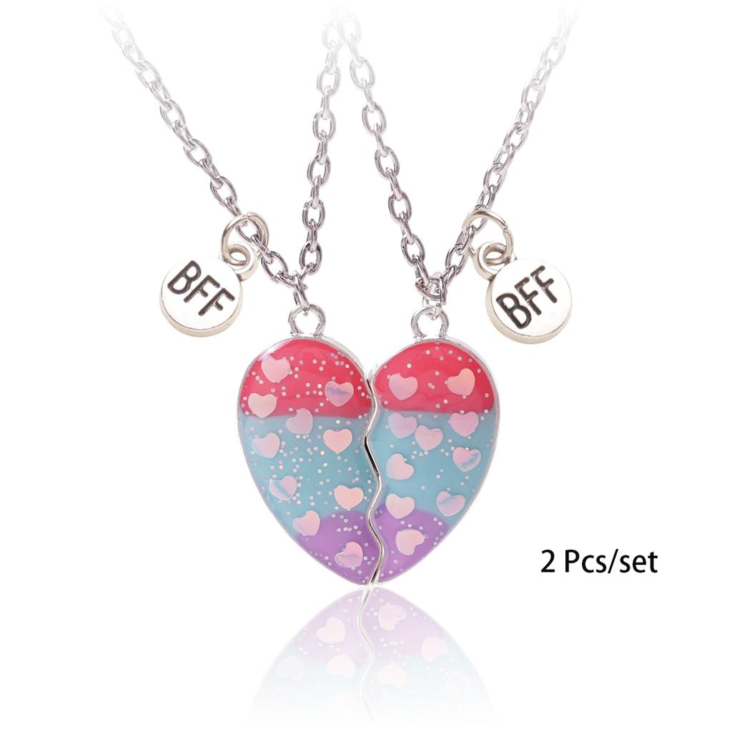 3 Pcs/set Best Friends Pendant Necklace For Woman Magnetic Adjustable Rainbow Daisy Lover Broken Heart Chain BFF Jewelry Gifts
