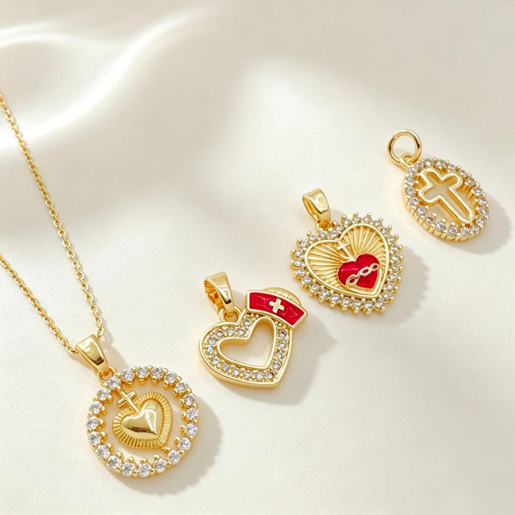 Gold-Plated Heart Cross Necklace - Fashion Sweater Chain for Women
