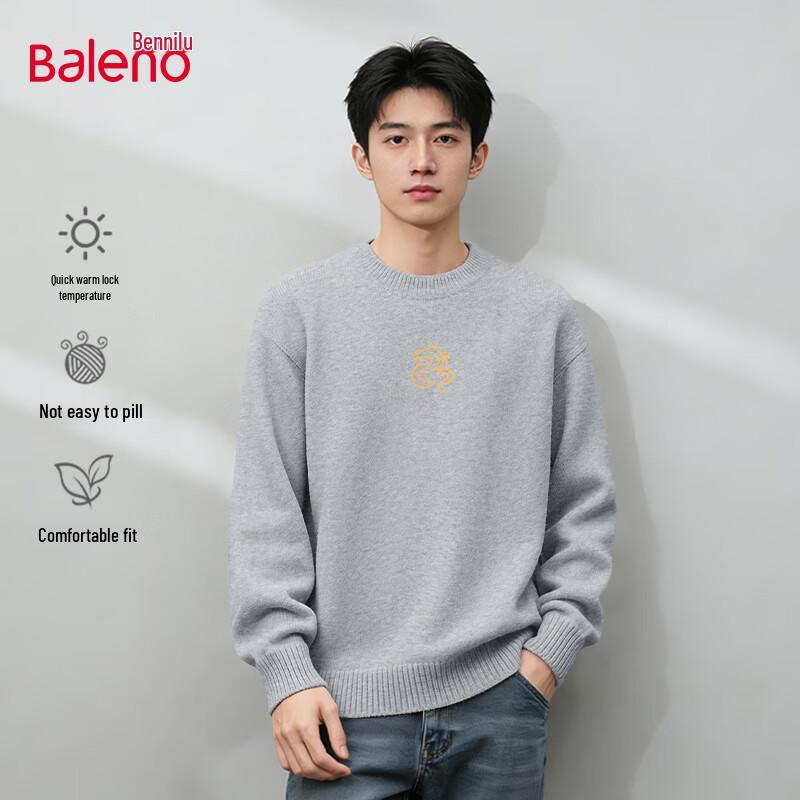 Baleno Men s Winter Fleece-Lined Round Neck Pullover Sweater L