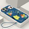 Colorful Flowers Pattern Lanyard Case For iPhone 17 Pro Max Funda iPhone 16 15 14 13 Pro Max 11 16E 17E Soft Silicone Cover