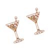 Wine Glass Series Pearl-encrusted Diamond Hollow Alloy Earrings Fashion Creative Versatile Temperament Earrings