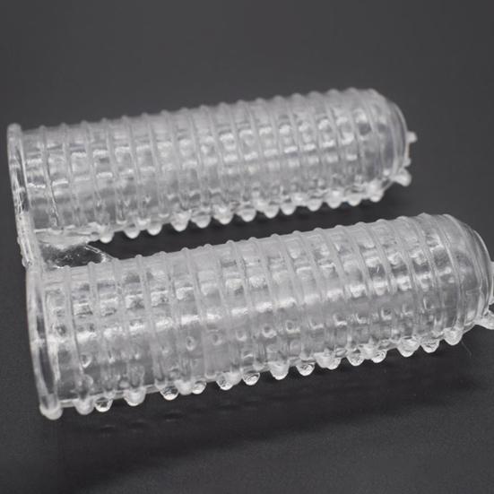 Zábavné, antideformované transparentní chrániče konečků prstů Šroubovací závit pro páry manžet na penis