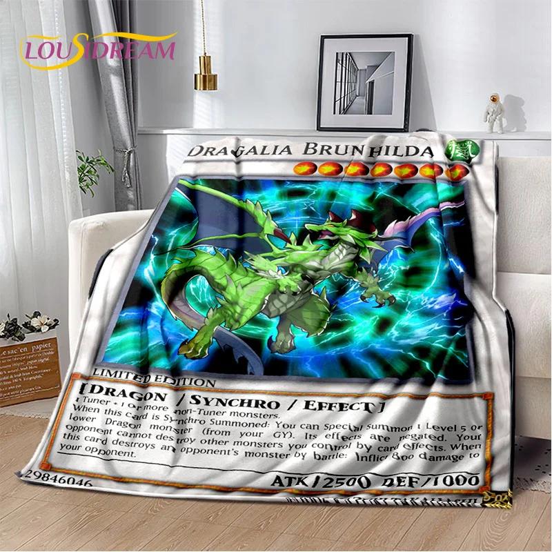 Monster Gold Card Cartoon Yu-Gi-Oh Anime Blue Eyes Dragon Game Soft Flannel Blanket for Bed Bedroom Sofa Picnic,Outdoors Leisure