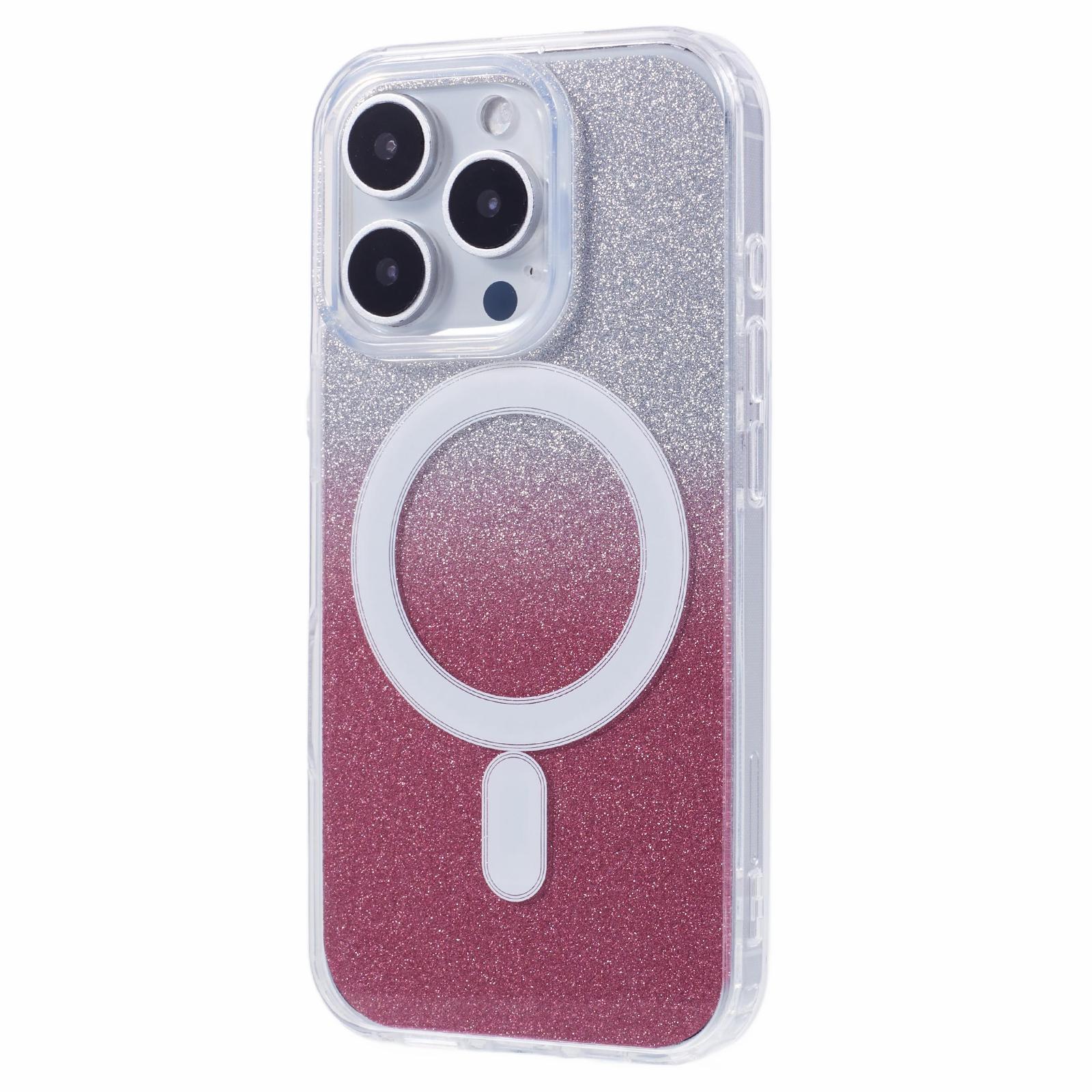 

For iPhone 16 Pro Case Compatible with MagSafe TPU+Acrylic Phone Cover with Glitter Insert F
