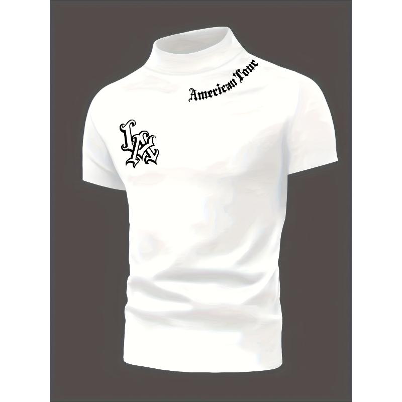 

Short Sleeve T-Shirts Slim Fit Solid Color Tees for Casual Business XXL білий