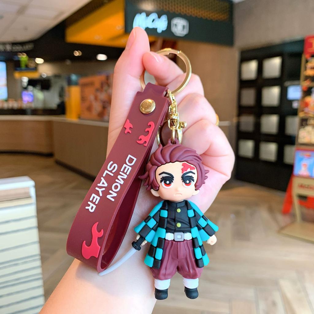 Keychain Pendant Anime Demon Slayer Kimetsu No Yaiba Kamado Tanjirou Double Sided HD Bag Pendant Gift For Fans Cosplay Props Jewelry Gift