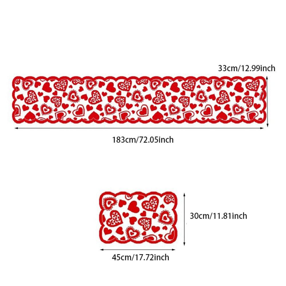 Rectangular Heart Shaped Table Runner Valentines Day Tableware Placemat  Desk Decoration