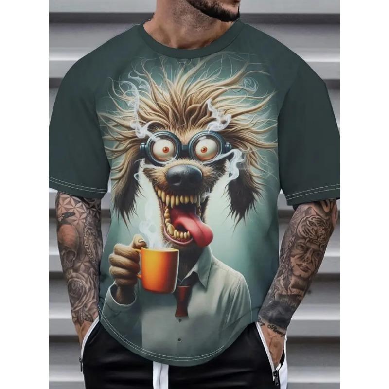 Mode Hund 3D-Druck T-Shirt Sommer Outdoor Herren Kurzarm T-Shirt Trend Herren T-Shirt Rundhals Top Übergroße Herrenbekleidung