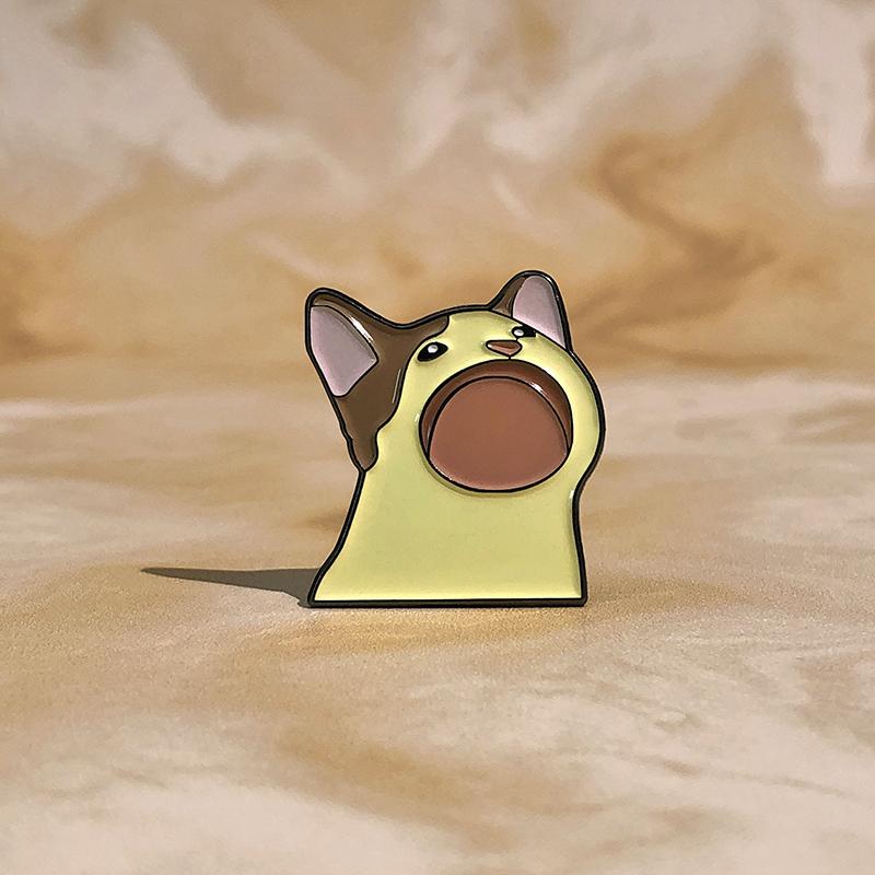 Kocie Memy Emaliowane Przypinki Własne Śmieszne Zwierzę Kociak Otwarty Pyszczek Broszki Klapy Odznaki Słodka Kreskówkowa Biżuteria Prezent dla Dzieci Przyjaciół