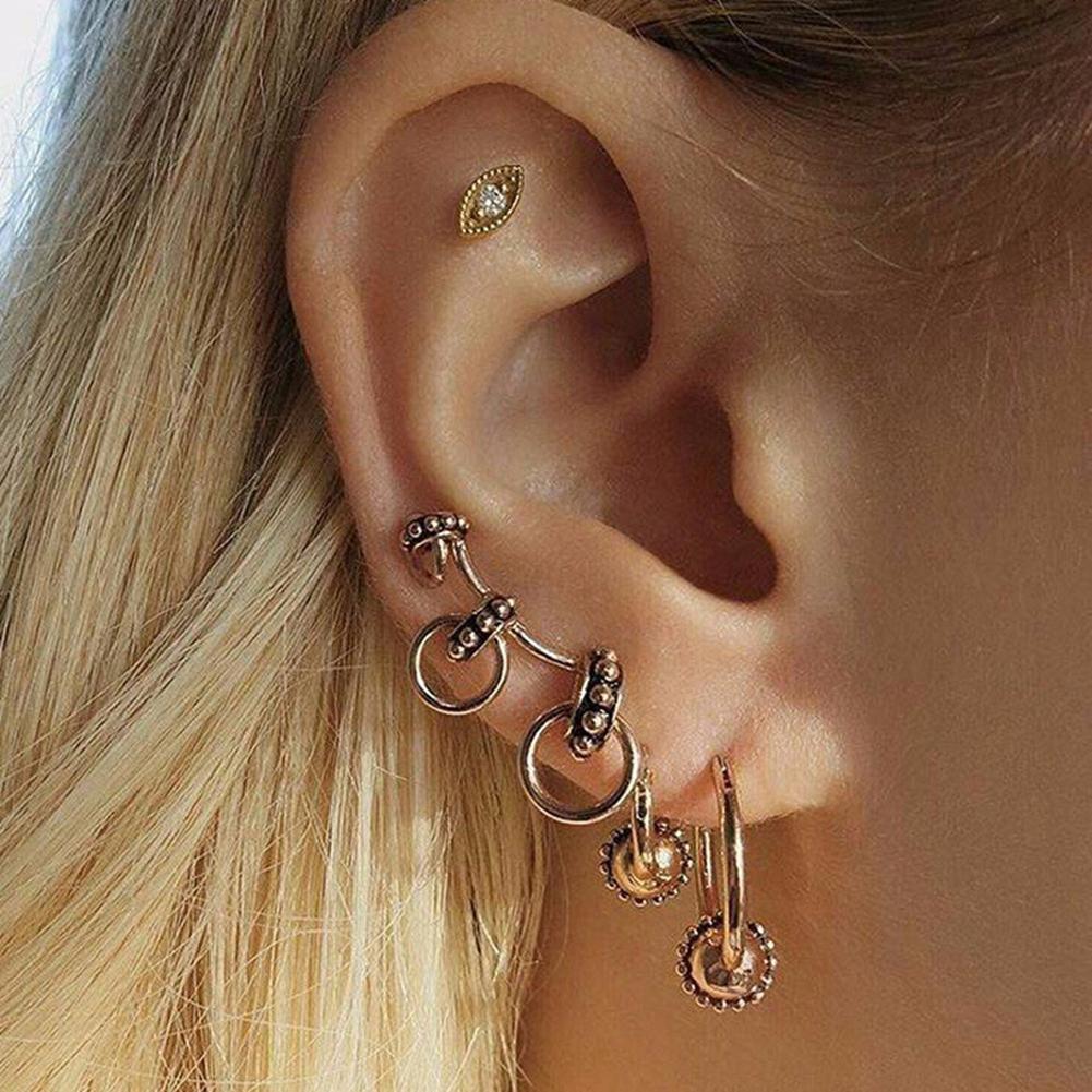 4 Pcs Fashion Simple Geometric Element Ear Studs Creative Earring