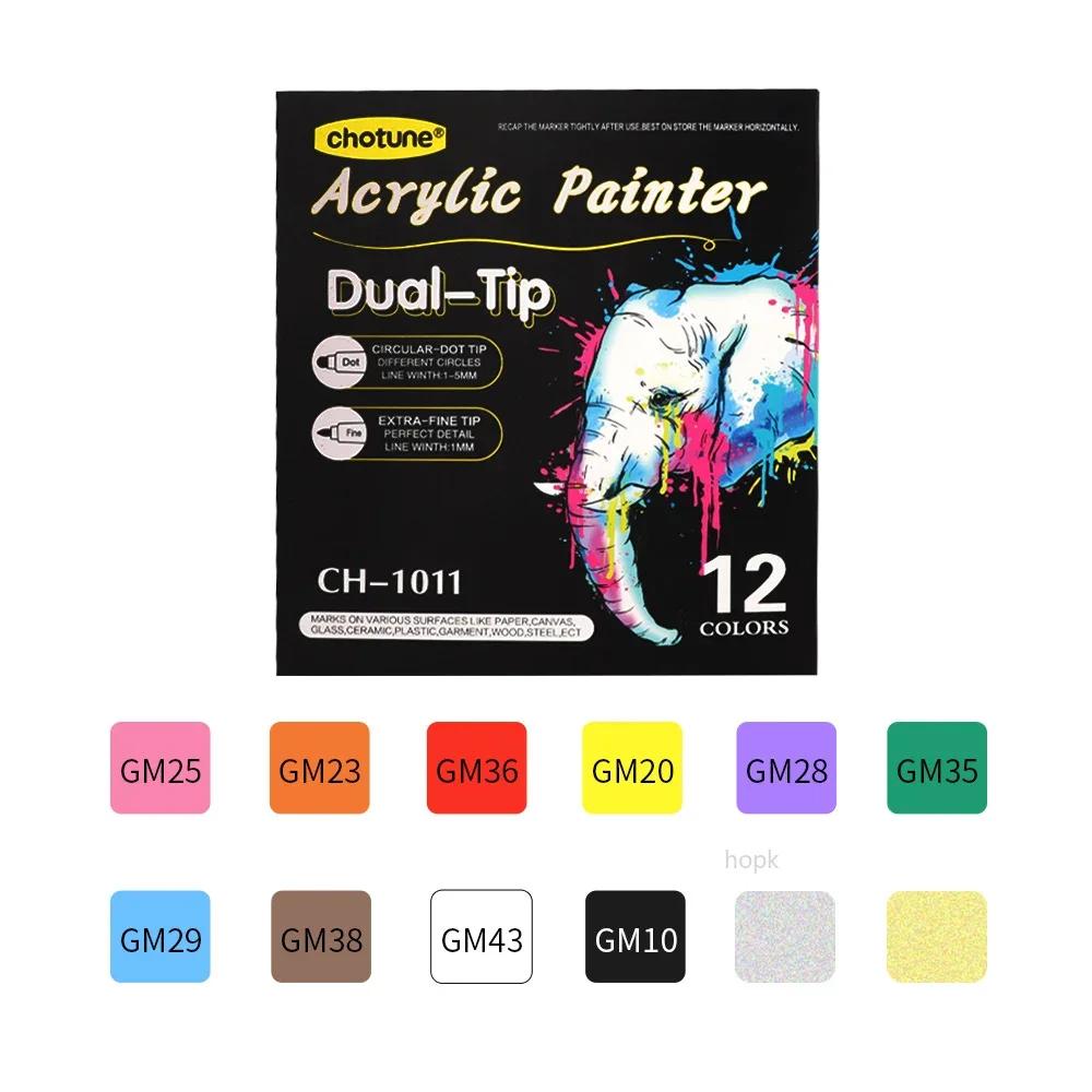 

36 Colors Dual Tip Acrylic Pens Markers for Wood Stone Rock Painting Glass Ceramic Surfaces Student Stationery Supplies