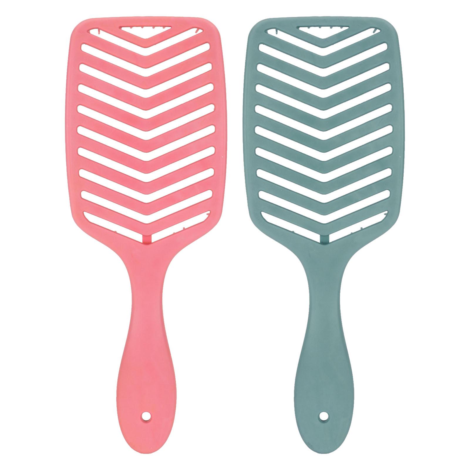 

2 шт. Щетка для распутывания волос, круглая расческа для сухой и влажной укладки, зубья, массажная щетка для бороды, розово-красная, темная