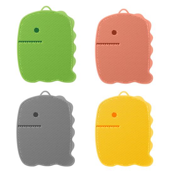 Yousheng Foot Rub Mat Dinosaur Shape Deep Cleaning Anti-Slip Suction Cup Foot Fatigue Mat Bathroom Decor Foot Care Helper