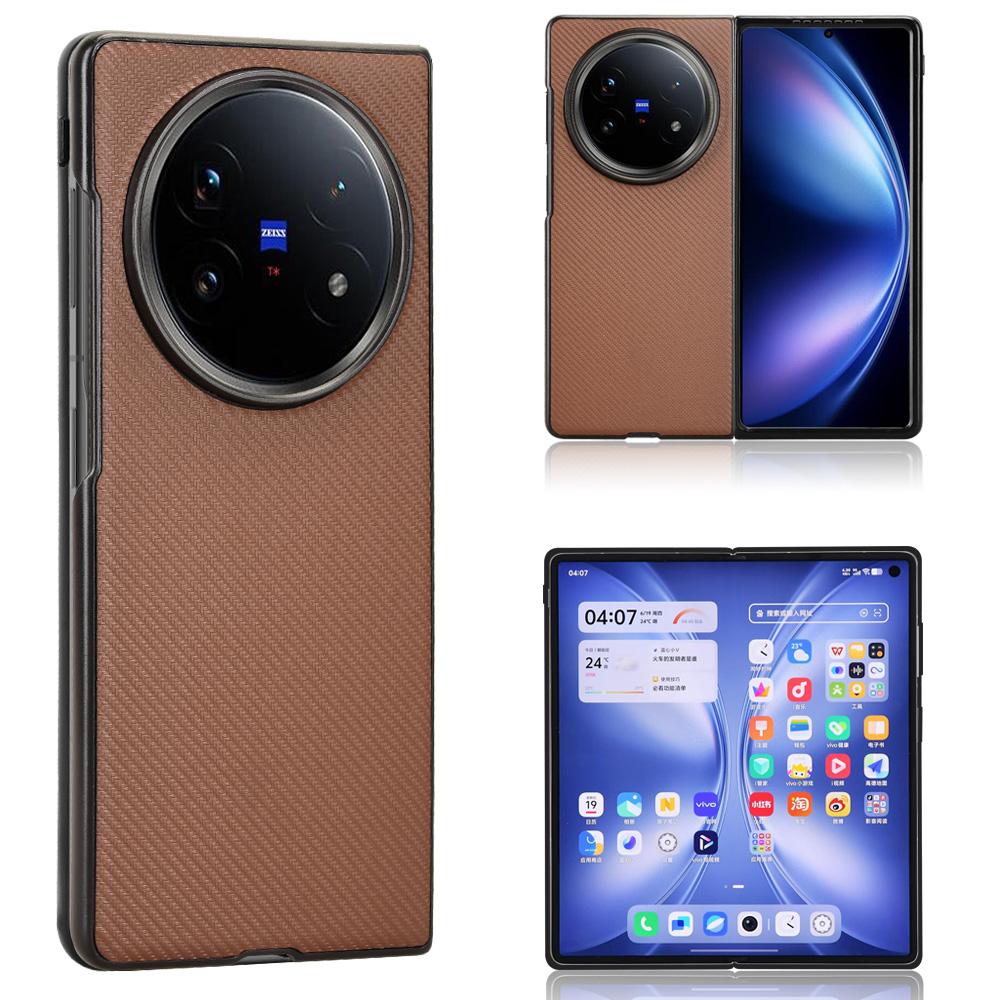 For vivo X Fold5 5G Case Carbon Fiber Texture Shockproof PU + PC Phone Cover E