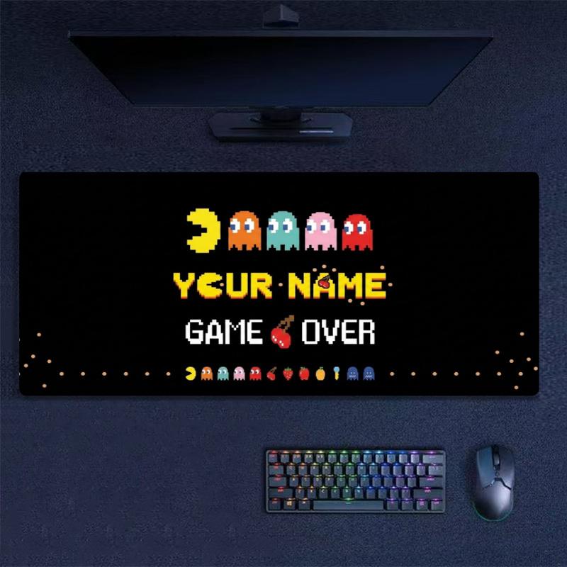 Retro Pacman Custom Name Large Size Mouse Pad Gaming Table Cushion Nonslip Laptop Tablet Big XXL Mat Mini PC Playmat With Lock edge
