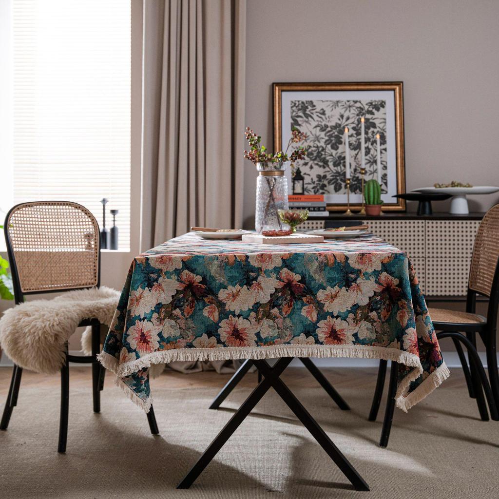 Imaqi Yun Bohemian Floral Jacquard Tablecloth