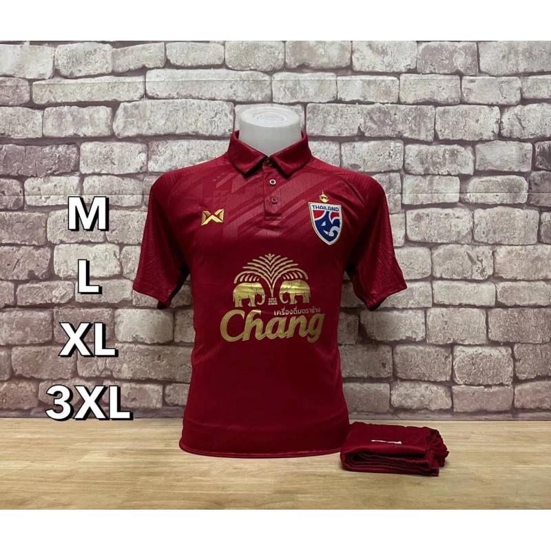 Thailand FOOTBALL SOCCER NATION TEAM JERSEY SHIRT HOME FAN Print Mandarin Polo Collar Quick Dry Short Sleeve Uniform Elephant Logo Sport