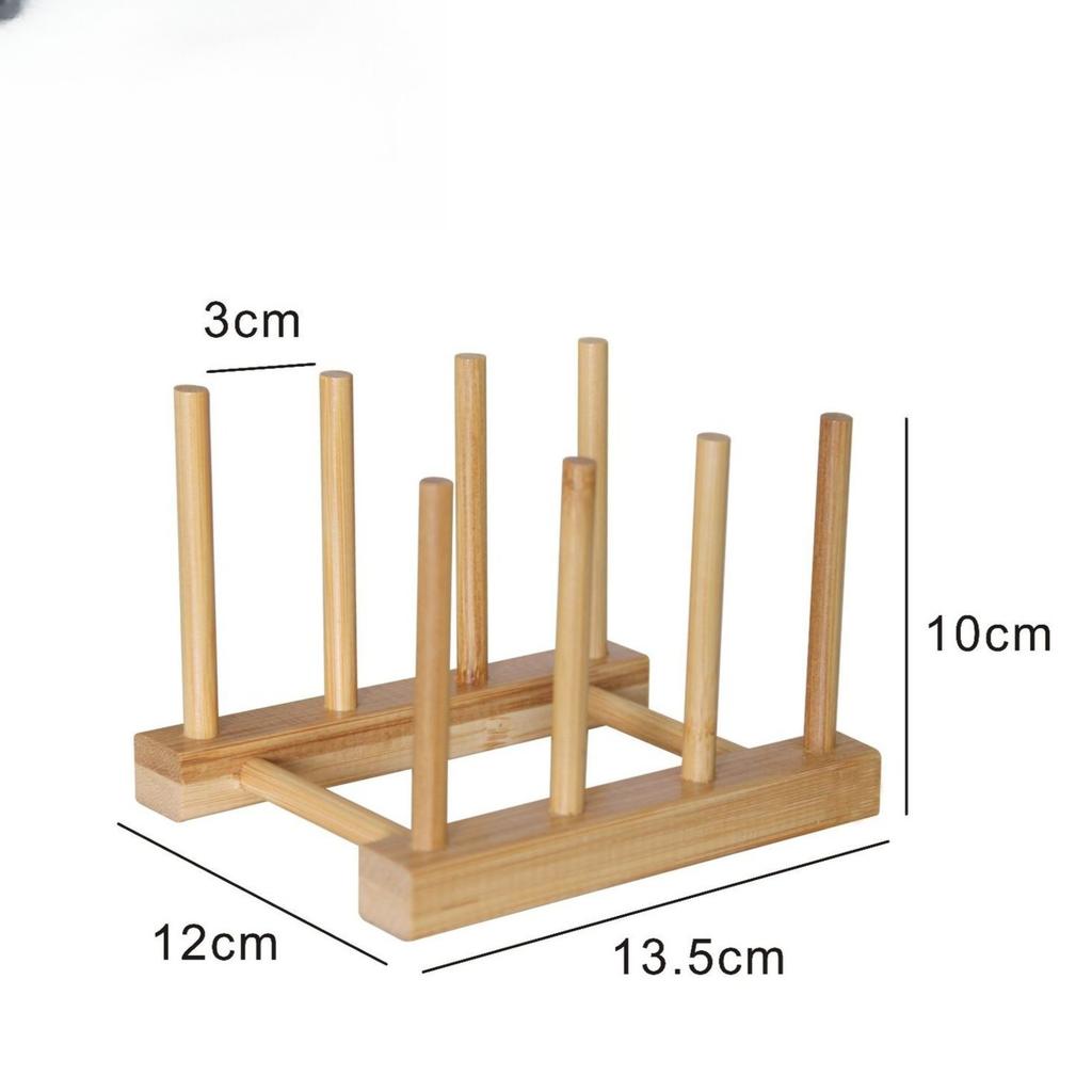 Kitchen Storage Rack Bamboo Anti-skid Plate Pot Lid Dish Bowl Drying Holder Organization Cutting Board Drainage Stand