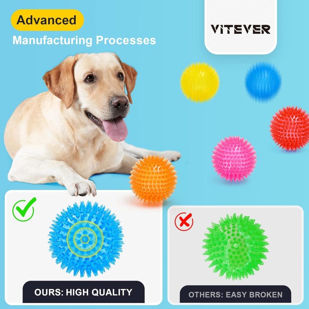 Squeezing Dog Toy Ball, a small dog teeth grinding toy, free of bisphenol A, non-toxic, spiky medium size, large and