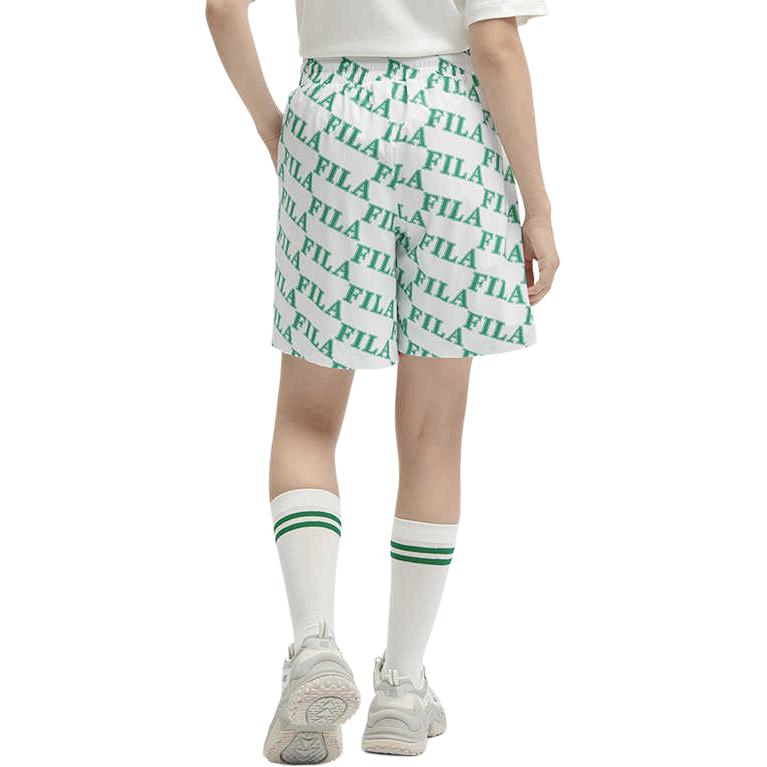 Fila Letter Mid Waist Loose Color Block Straight Casual Shorts Women Shorts F11W419804F-ZB