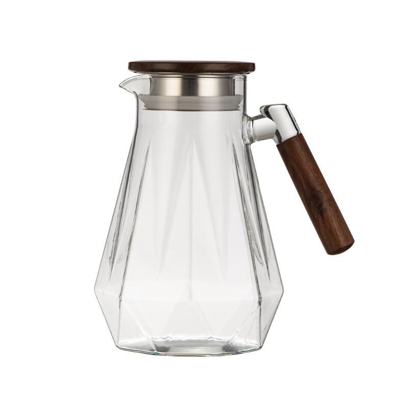 Diamond Cold Water Kettle Household Hospitality Walnut Large Capacity Cold Water Kettle Juice High Borosilicate Glass Cold Water Kettle