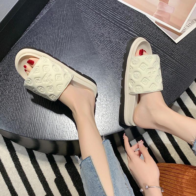 Women Magic Tape Flat Slippers 2024 Summer New Luxury Brand Platform Sandals Ladies Height Increase Flats Shoes Zapatos De Mujer