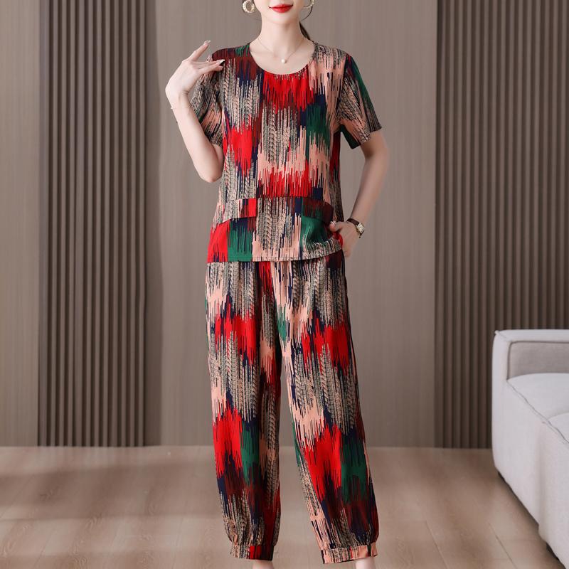 Summer Women's Two Pieces Set Plus Size Elegant Cotton Linen Pant Sets Casual Ladies Clothes