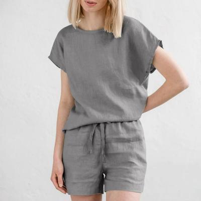 Women's Two Piece Set Cotton Linen Summer Matching Lounge Set Casual