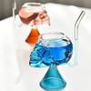 Kreativer Totenkopf Glasbecher Trinkgeschirr mit integriertem Strohhalm Halloween Wein Cocktail Whiskey Glas Partygetränke Saftgläser Tassen Geschenke