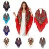 Polyester Russian Square Scarf Tassel Trim Floral Print Scarf Tassel Shawls  Outdoor Activities
