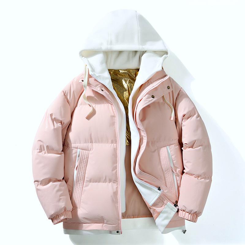 Autumn and winter new cotton-padded men's thickened warm hooded casual men's cotton-padded jacket fake two trendy brand jackets men