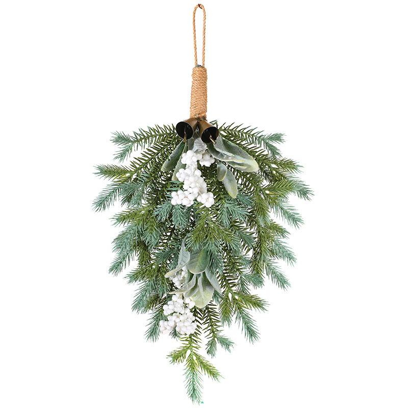 

60Cm Christmas Flower Half Tree Wall Wall Hanging Window Artificial Pe Rattan Pendant Half Ring Christmas Tree American Bell 60x30cm/180g
