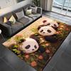 Weicher Polyester-Teppich mit Panda-Print - Rutschfest, Lebendiges Blumendesign mit niedlichen Pandas, Perfekt für Schlafzimmer- & Wohnzimmerdekoration, Kristall