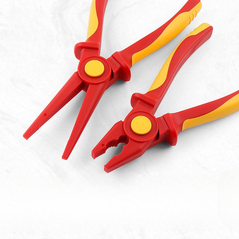 Solid Insulated Plastic Pliers 1000V High Voltage Resistant Non-slip Handle Insulated Wire Pliers Needle-nose Pliers