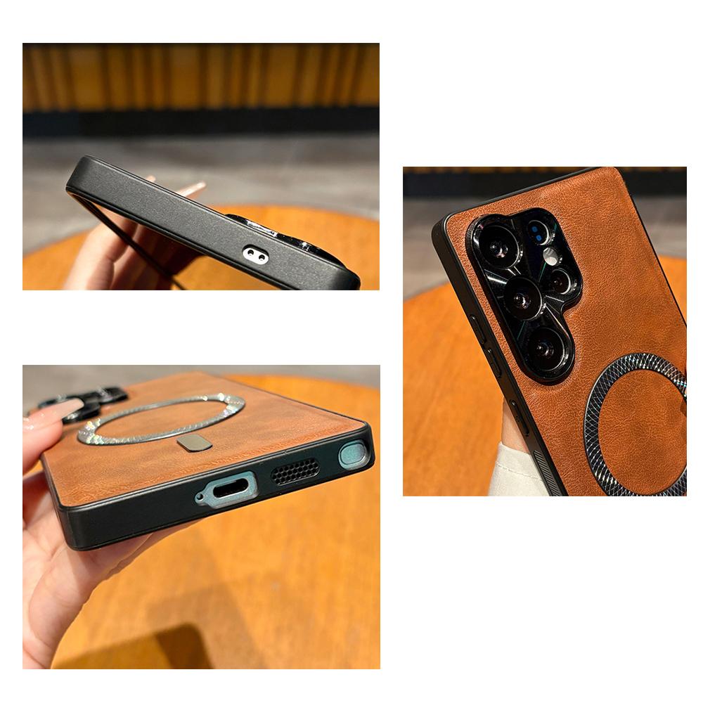 Magnetische Hülle für Samsung Galaxy A56 A16 A36 A55 A15 A54 A53 A25 M34 Hülle Leder Weich Stoßfest Mag-safe Metall Kamera Schale