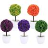 2pcs Artificial Plants Outdoor Decor Artificial Greenery In Pots Potted Topiary Trees Tabletop Artificial Topiary Fake Tree In Pot Simulated Snowball