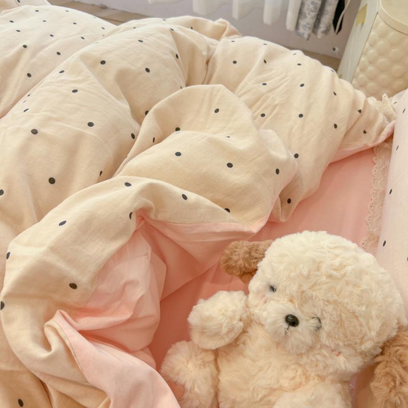 Lace Lace Bedding Four-piece Set Soft Skin-friendly Breathable Washed Sheets Quilt Cover Pillowcase