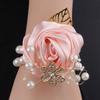 Artificial Rose Bridesmaid  Wrist Flowers Pearl Wedding Flower Bracelet Wrist Corsage  Girls