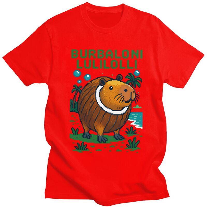 Male Burbaloni Luliloli Capybara Italian Brainrot Meme T Shirt Pure Cotton Short Sleeve Tee Shirt  Loose Fit Streetwear Clothes S