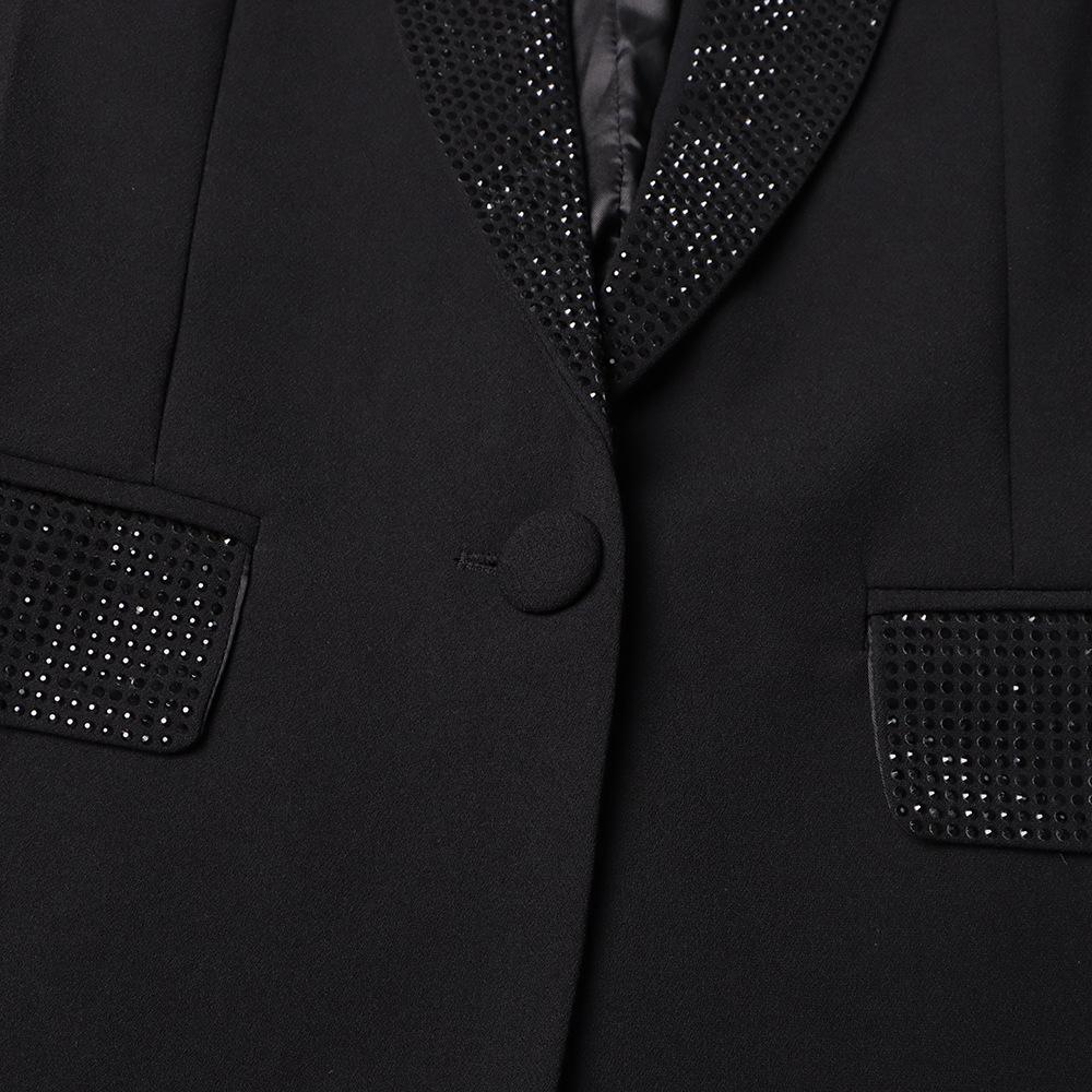 Spring 2026 Women's Luxe Suit: Cuff Patchwork with Ostrich Feather & Rhinestone Trim
