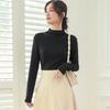 Women's Basic Half-High Neck Base Layer Top Slim Fit Long Sleeve T-Shirt Inner Wear