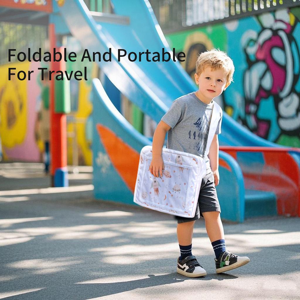 Kids Travel Tray for Car Seat Toddler Activity Tray with Tablet Holder Waterproof Drawing Board Storage Organizer Polyester